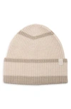 Rag & Bone Blake Stripe Wool Blend Beanie In Brown