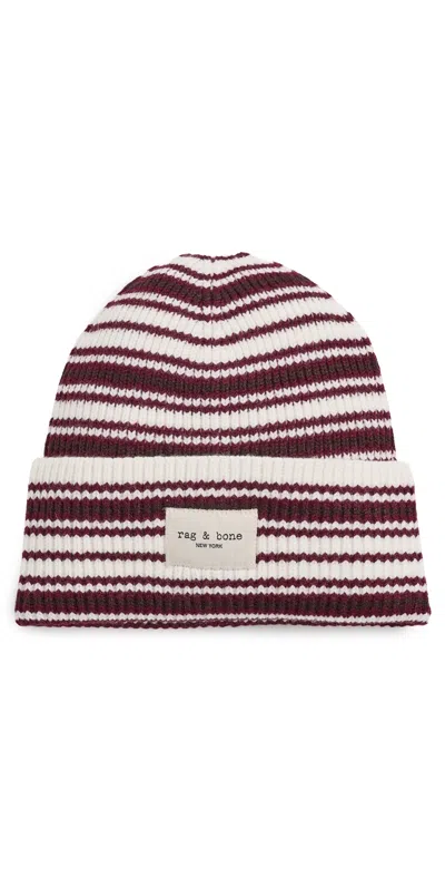 Rag & Bone Blake Wool Blend Stripe Beanie Ivory Multi
