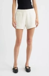 Rag & Bone Blanket Stitch Terry Sweat Shorts In White