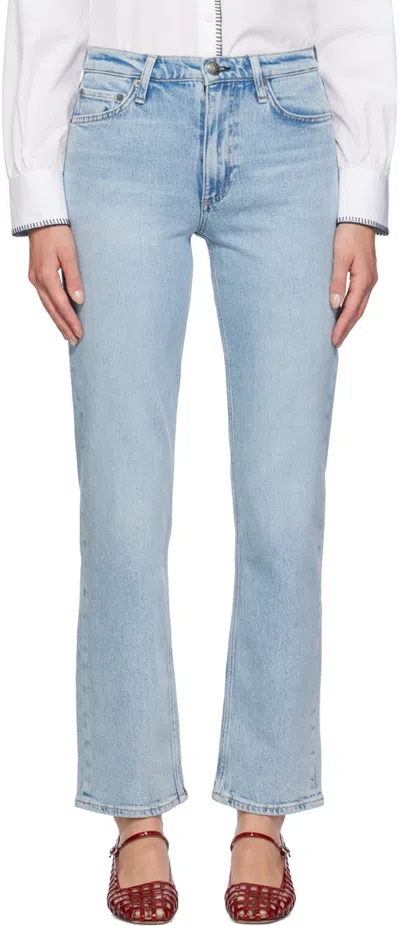 Rag & Bone Blue Harlow Full Length Straight Jeans In Bloomfield