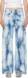 Rag & Bone Logan Mid Rise Wide Leg Jeans In Indigo Water Color In Blue
