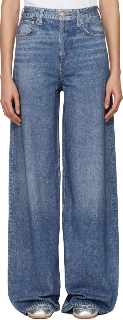 Rag & Bone Blue Miramar Terry Sofie Wide-leg Lounge Pants In Kimber Was