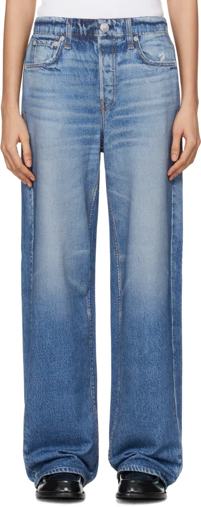 Rag & Bone Blue Miramar Terry Wide-leg Lounge Pants In Noosa