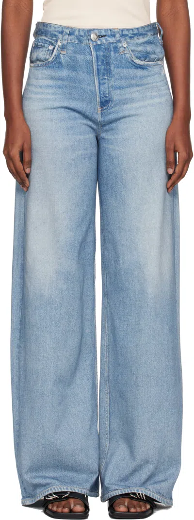Rag & Bone Blue Rb Miramar Sofie Wide-leg Jeans In Animal Print