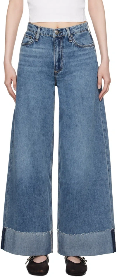 Rag & Bone Blue Sofie Ankle Ultra Wide-leg Jeans