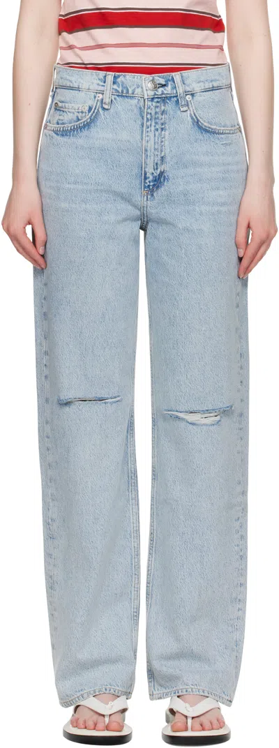 Rag & Bone Blue Straight Shea Relaxed High Rise Jeans