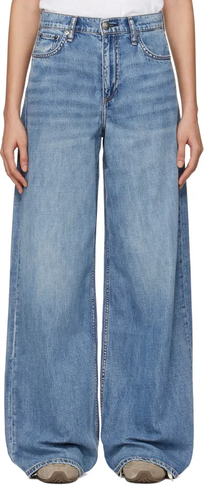 Rag & Bone Blue 'the Sofie' High-rise Ultra Wide Jeans In Beverly