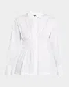 Rag & Bone Blythe Cotton Smocked Waist Peplum Button-up Shirt In Gray