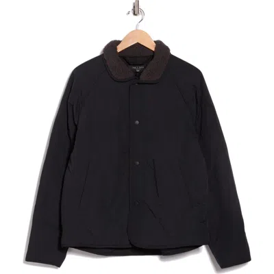 Rag & Bone Bolton Faux Shearling Collar Quilted Liner Coat In Black
