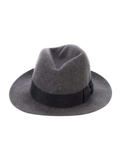 Pre-owned Rag & Bone Bow Accent Wool Fedora Hat In Grey