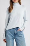 Rag & Bone Boxy Button & Loop Turtleneck In Blue