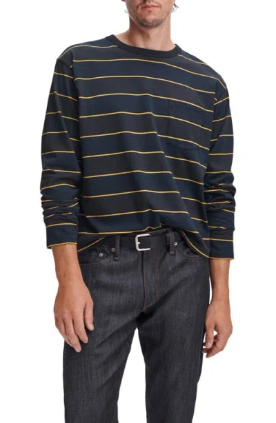 Rag & Bone Boxy Striped Long Sleeve T-shirt In Blue