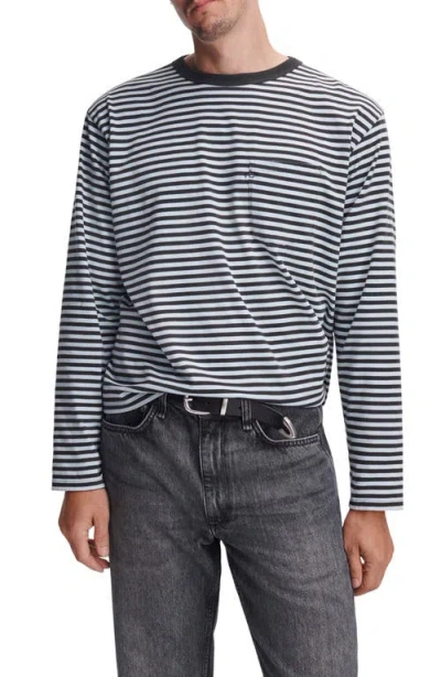 Rag & Bone Boxy Striped Long Sleeve T-shirt In Multi