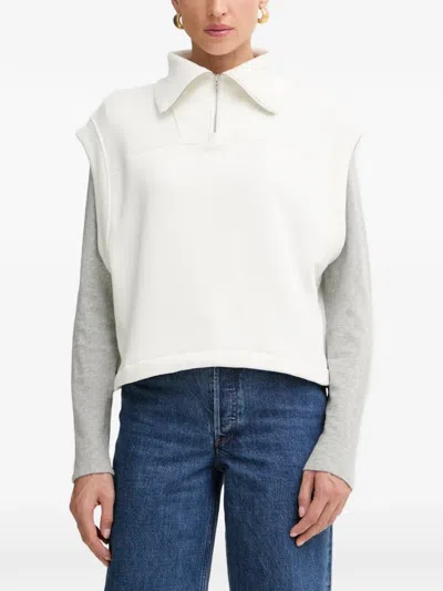 Rag & Bone Boxy-fit Sleeveless Polo Top In White