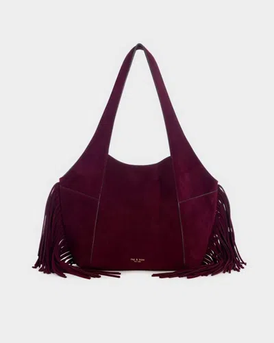 Rag & Bone Brayton Suede Fringe Carryall In Deep Berry