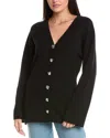 Rag & Bone Bridget Long V-neck Wool-blend Cardigan In Black