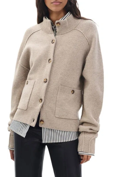 Rag & Bone Bridget Mock Neck Wool Blend Cardigan In Brown