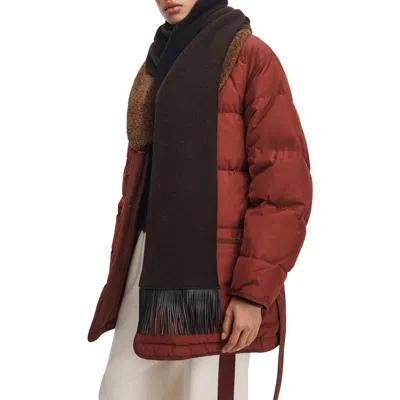 Rag & Bone Brooke Wool Fringe Scarf In Dark Chocolate