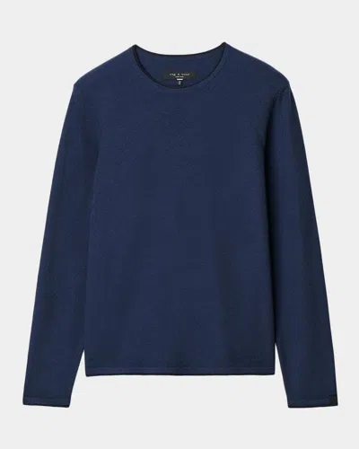 Rag & Bone Brooks Merino Wool Crewneck Sweater In Blue