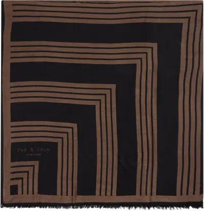 Rag & Bone Brown & Black Harlow Geo Scarf In Drkespso