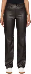 Rag & Bone Brown Harlow Faux-leather Pants In Dkbrw