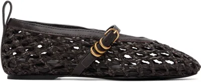 Rag & Bone Brown Spire Woven Mary Jane Faux-leather Flats In Black