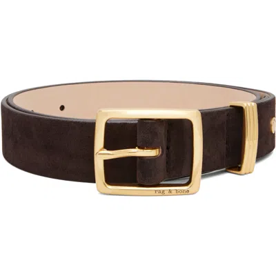 Rag & Bone Brown Suede X Boyfriend 2.0 Belt In White