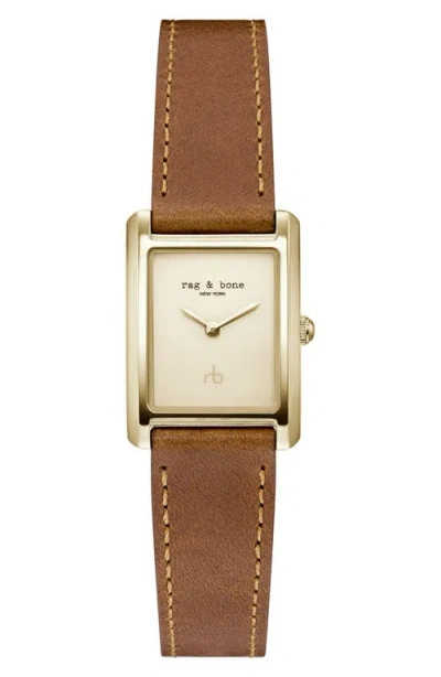 Rag & Bone Brynn Leather Strap Watch, 22.5mm In Gold