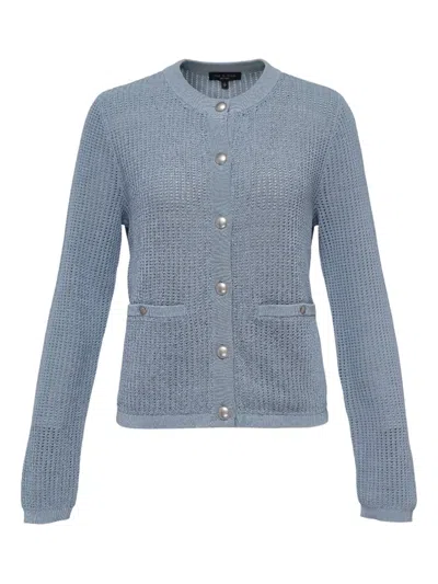 Rag & Bone Button-detailed Open-knit Cardigan In Blue