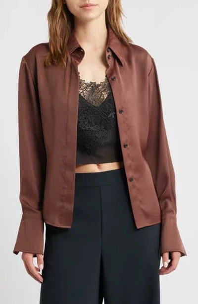 Rag & Bone Button Front Camisole Blouse In Brown