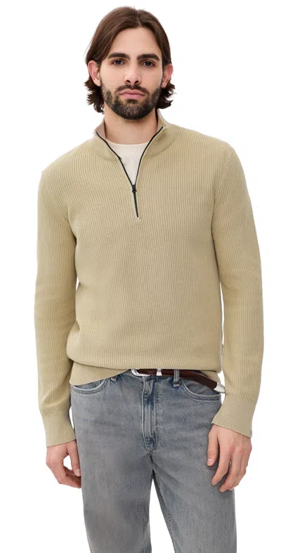 Rag & Bone Caden Washed Quarter Zip Pullover Taupe In Brown