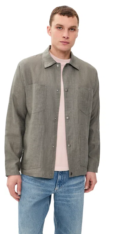 Rag & Bone Calder Linen Workwear Jacket Grey In Multi