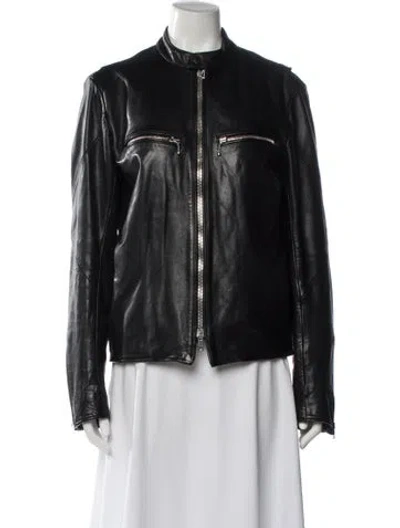 Pre-owned Rag & Bone Calf Leather Biker Jacket In Black