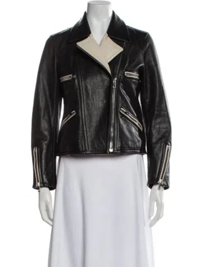 Pre-owned Rag & Bone Calf Leather Biker Jacket In Black