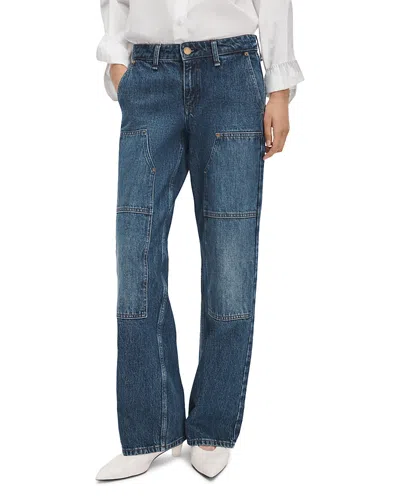 Rag & Bone Cam Cotton Low Rise Utility Straight Leg Jeans In Elden In Blue