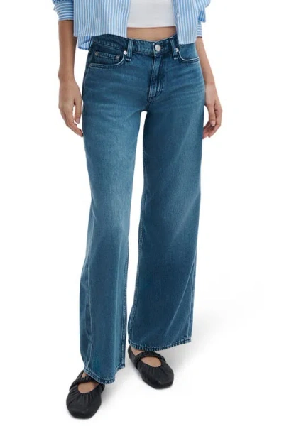 Rag & Bone Cam Featherweight Low Rise Relaxed Straight Jeans In Blue