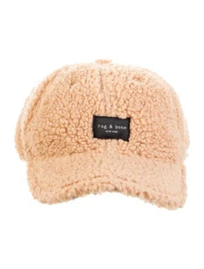 Pre-owned Rag & Bone Camel Hat Crafted From Cozy Textured Teddy Fleece Material In Neutral
