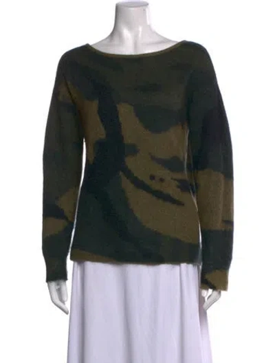 Pre-owned Rag & Bone Camouflage Print Crew Neck Sweater In Green