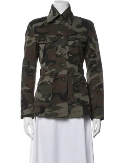 Pre-owned Rag & Bone Camouflage Print Utility Jacket In Green