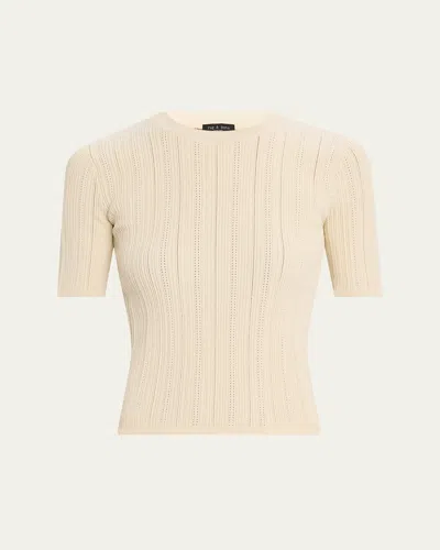 Rag & Bone Camryn Pointelle Tee In Neutral