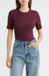 Rag & Bone Camryn Short Sleeve Rib Sweater In Purple