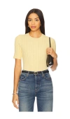Rag & Bone Camryn Short Sleeve Rib Sweater In Yellow