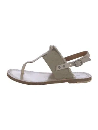 Pre-owned Rag & Bone Canvas Distressed Accents T-strap Sandals In Neutral