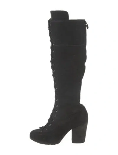 Pre-owned Rag & Bone Canvas Lace-up Boots In Black