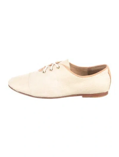 Pre-owned Rag & Bone Canvas Leather Trim Embellishment Oxfords In Neutrals