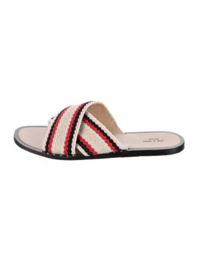 Pre-owned Rag & Bone Canvas Striped Slides In Neutrals