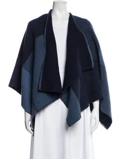 Pre-owned Rag & Bone Cashmere Colorblock Pattern Shawl In Blue