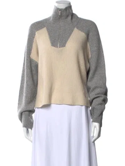 Pre-owned Rag & Bone Cashmere Colorblock Pattern Sweater In Neutral