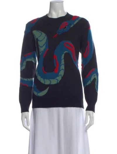 Pre-owned Rag & Bone Cashmere Graphic Print Sweater In Blue
