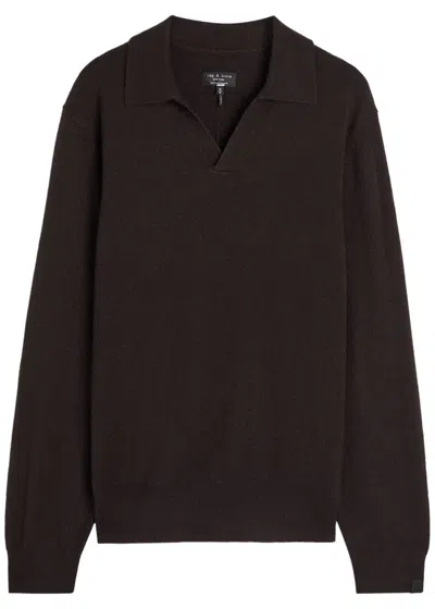 Rag & Bone Cashmere Polo Jumper In Brown